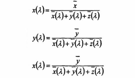 光譜色的色品坐標計算公式