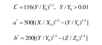 Lab顏色空間明度和色度計算公式