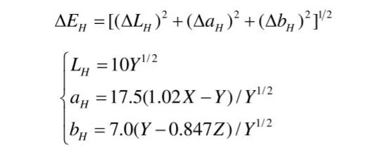 Hunter-Lab系統L，a，b值及色差公式